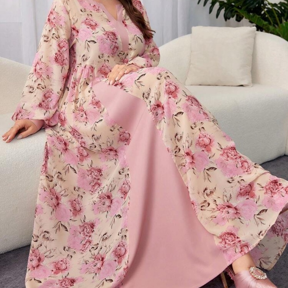 Printed Chiffon Abaya Dress